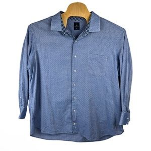 Tailorbyrd  Men’s Flip Cuff Long Sleeve Button Up Shirt Blue Size‎ 3X